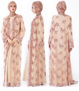 Abiti da <span class=keywords><strong>donna</strong></span> musulmani Cardigan lungo ricami di lusso con paillettes da esterno cappotti Kimono top primavera autunno Party Wear EL212 15% di sconto - Product Image 1