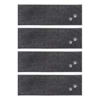 Marches d'escalier lavables en machine, 100% polyester, imprimé de pattes de chien brodé, tapis d'escalier antidérapants pour marches en bois