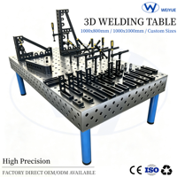 Table de soudage flexible 3D 1000*800*200mm |   Plateforme en acier usiné à 5 côtés pour la fabrication et la réparation d'acier de construction