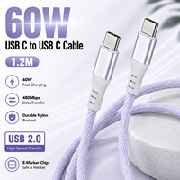 Câble de charge rapide PD 60W Type-C 1,2 m 3A en nylon tressé USB 2.0 pour téléphone portable et tablette – Fournisseur OEM ODM
