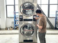 Sèche-linge industriel empilable à double couche de 12 kg, gain de place, avec interface de paiement IoT