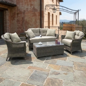 Nuova Collezione 2027: Set Divano da Giardino Klein di Alta Qualità in Rattan e Iroko, Arredamento Esterno Confortevole per Cortili e Hotel - Product Image 6