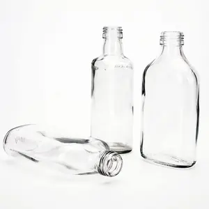 Vista phẳng Flask chai 18cl 20cl rõ ràng Brew cà phê nước trái cây chai thủy tinh cho nước giải khát rượu trà tinh thần với vít kết thúc