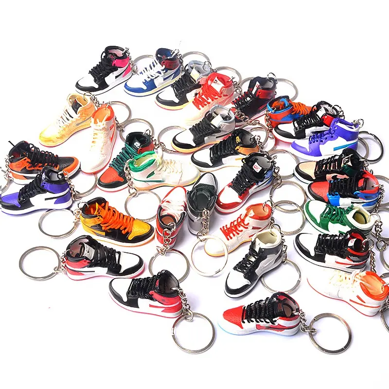 2022 99 styles Wholesale 3D Mini Sneakers AJ shoe Keychain Model cute keychains with box