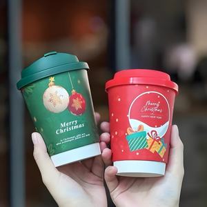 Custom Logo Printed <strong>Christmas</strong> Thermal Portable <strong>Paper</strong> Cafe <strong>Cup</strong> Set 8oz 10oz 12oz 16oz Disposable Hot Double Wall Craft Tequila - Product Image 2