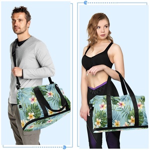 Custom Hawaii Flower Large Capacity Waterproof Polyester Storage Luggage Duffel Fitness Portable Travel Bag With Makeup Pouch - Product Image 6