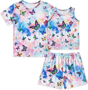 Pijamas de 3 piezas para niñas, estampado personalizado, nuevo diseño, ropa de dormir de verano, lindas camisas con tinte de corbata y pantalones cortos, pijamas para bebés y niñas - Product Image 5
