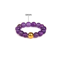 4mm natürlicher Obsidian Steinring für Männer Frauen Amethyst Aquamarin Perlen ring Hand gefertigter elastischer Ring mit Gold perlen Unisex