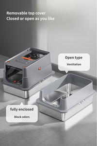 Übergroße, vollständig geschlossene Katzentoilette, leicht zu reinigen, aus Edelstahl und Kunststoff, spritzwassergeschützt, mit Geruchsneutralisierungsfunktion, groß - Product Image 6