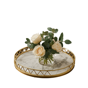 Durable Marble Pattern Light Luxury Retro Party Tray Household Use Simple Snack Dried Fruit Plate <b>Small</b> Dry Tea <b>Table</b> Desktop - Product Image 1