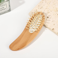 Brosse à cheveux en bois mini format de voyage, forme mangue, portable, avec fonction de massage du cuir chevelu et peigne à palettes pour femmes - Offre Spéciale