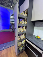 Organizador de Armário Moderno em Aço Inoxidável Cromado para Cozinha, Cesto Deslizante de 250mm com 6 Níveis para Armário Estreito