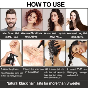 LMWXCU 3 in 1 Shampoo Colorante Permanente Istantaneo - Copertura <span class=keywords><strong>Capelli</strong></span> Grigi con Ingredienti Erboristici - Colore Nero Caffè Lunga Durata - Product Image 3