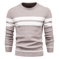 Chandails pour Hommes d'Hiver de Haute Qualité en Gros, Décontractés, Chauds, à Rayures, Basiques, Slim et Grandes Tailles, Très Vendus