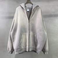 Sudaderas con Capucha Extra Grandes de 360 GSM con Cierre y Logotipo Personalizado, de Alta Calidad, Lavadas y Teñidas con Cera, Estilo Vintage para Hombre y Mujer
