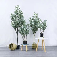 Plante artificielle en pot, feuilles d'eucalyptus en plastique, arbre à monnaie, pour décoration intérieure et extérieure, maison, bureau, jardin