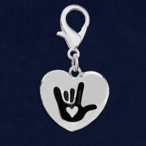 Breloque en forme de cœur, symbole "<span class=keywords><strong>je</strong></span> <span class=keywords><strong>t</strong></span>'<span class=keywords><strong>aime</strong></span>", couleur argent, noir, symbole en émail, pa - Product Image 3