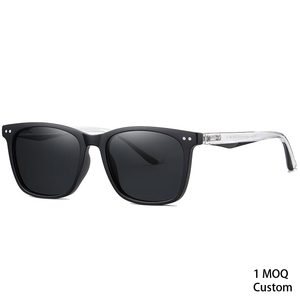 Occhiali da Sole Vintage in Vetro per Uomo e Donna, Nuovo Stile Quadrato con Rivetti, Montatura <span class=keywords><strong>Blu</strong></span> e Bianca, Logo Personalizzato, Protezione UV, Minimo 1 Pezzo - Product Image 1