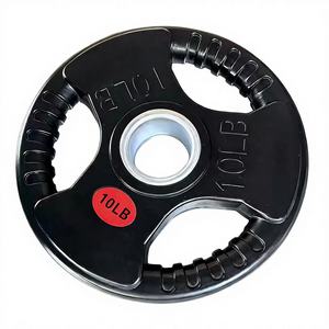 Disques de musculation en caoutchouc à triple grip, plaques de poids en caoutchouc pour haltères, idéales pour la musculation - Meilleures ventes - Product Image 6