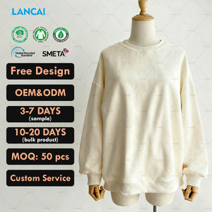 OEM ODM Logo brodé de haute qualité Sweats à capuche d'hiver à manches lanternes 100 % coton pour femmes - Product Image 1