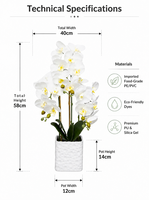 OH Vente en gros – Orchidée Phalaenopsis artificielle effet naturel, résistante aux UV et aux intempéries, pour la décoration d'hôtels, villas et jardins
