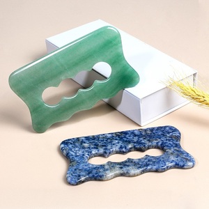 Gua Sha de Piedra de Jade Natural con Logotipo Personalizado, Gua Sha Grande para Masaje, Tabla de Gua Sha de Aventurina Verde y Jaspe con Manchas Azules - Product Image 6