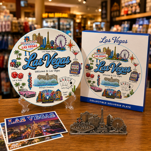 Assiette en céramique souvenir de <span class=keywords><strong>Las</strong></span> <span class=keywords><strong>Vegas</strong></span>, États-Unis, motif dessin animé des monuments de la ville, pour assiette décorative en céramique, personnalisable OEM ODM, vente en gros - Product Image 3