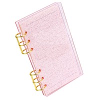 Étui de protection transparent rose en acrylique pour carnet A6 à feuilles mobiles – Idéal pour le rangement et les cadeaux