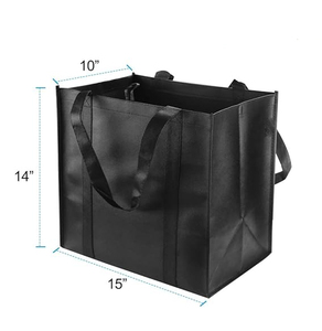 Sac en tissu non tissé en polypropylène noir renforcé, réutilisable, avec poignée robuste, personnalisable pour le shopping - Product Image 2