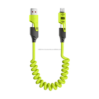 Colorido retráctil 4 en 1 USB C Cable de carga rápida 60W Cable de datos de transferencia de datos portátil para teléfono PC