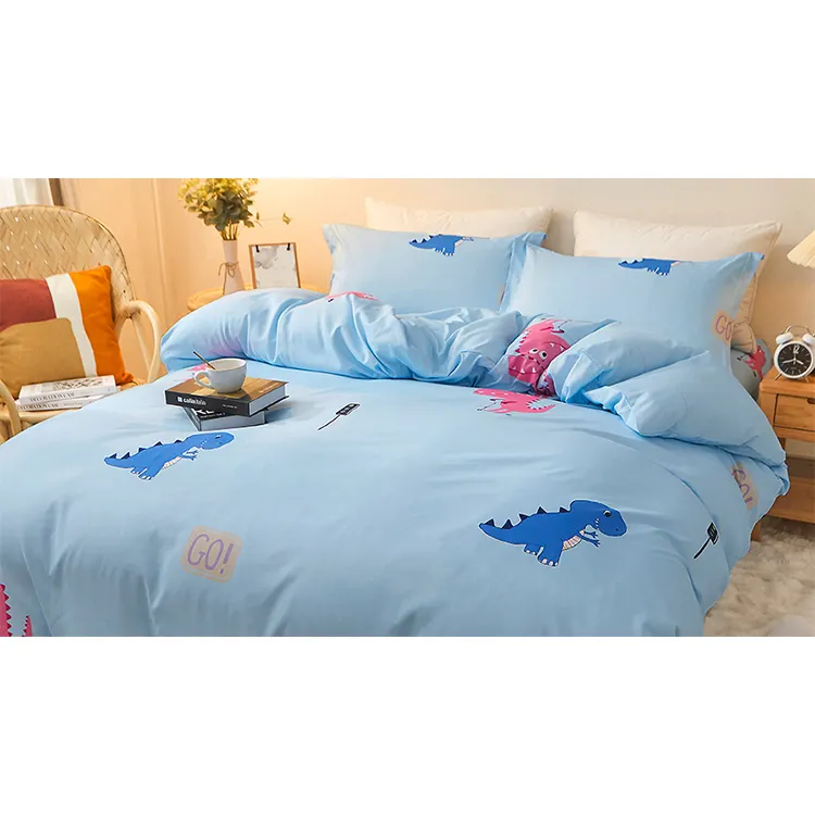 Cartoon patterned bedding set kids duvet cover bedding set with bedsheet and pillow covers