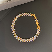 Bracelet tendance en laiton de haute qualité avec placage platine et pierres de zircone amovibles, bijoux unisexe pour les fêtes, vente en gros