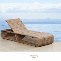 Chaise longue moderne en rotin tressé imperméable pour usage extérieur, balcon, cour, piscine, plage, terrasse, transat