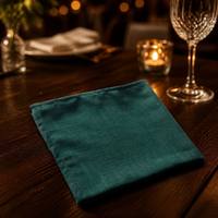 Serviette de table en lin vert sarcelle, texture grossière, pliée, pour hôtel, restaurant, café, taille personnalisée