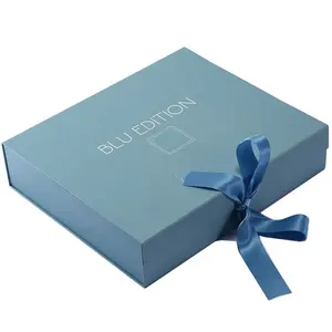 Benutzer definierte Papier kleidung Verpackung Bekleidungs boxen Luxus magnetisch faltbare Geschenk box mit Band