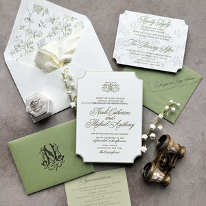 Invitaciones de Boda con Impresión en Vainilla, Grabado en Relieve Personalizado, Tarjetas de Felicitación con Diseño Personalizado, Papel de Algodón, Estampado en Oro - Product Image 3