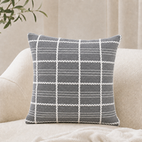 Housse de coussin décorative pour la maison, motif géométrique gris et blanc, coussin texturé pour canapé
