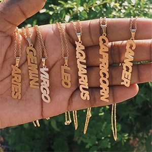 Collier personnalisé avec signe du zodiaque en acier inoxydable plaqué or 18K pour femmes, astrologie, 12 constellations, Horoscope, étoile - Product Image 2