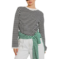 Automne fileté col rond tricoté femmes pull Style européen américain rayé tricoté pull dame pull