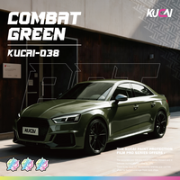KUCAI 1.52*17m Film de protection pour voiture en PET super brillant vert combat PVC, film vinyle pour carrosserie complète, autocollant pour voiture