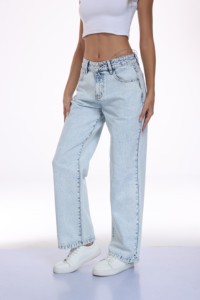 Jeans en denim décontractés pour femmes 2026, coupe large, effet délavé, avec des moustaches, pantalon tendance pour femmes - Product Image 6