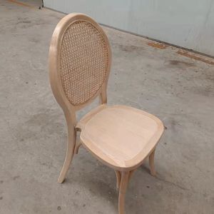 Silla Moderna y Resistente con Respaldo <span class=keywords><strong>Cruzado</strong></span> de Madera, Estructura de Madera Sólida y Asiento de Ratán Tejido para Restaurante, Hotel, Hogar y Oficina - Product Image 4