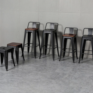 <span class=keywords><strong>Tabouret</strong></span> de bar en métal empilable <span class=keywords><strong>noir</strong></span> de haute qualité, moderne et robuste, pour la maison, le bar, l'hôtel, le salon, la salle à manger en plein air - Product Image 6