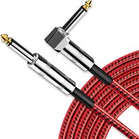 Kabel Instrumen Gitar 6.35mm 1m 3m 5m 10m 15m Kabel TS 1/4 Inch Berjalin Nilon untuk Gitar Elektrik Bass Amplifier Panggung