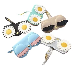PU da Pouch du lịch xách tay dễ thương Túi xách Charm trang trí da kính Clip chủ vành đai khóa hộp Túi Kính mát trường hợp - Product Image 5
