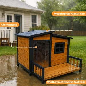 Großes Hundehaus aus Holz Modern Outdoor Robust Isoliert Wetterfest Ganzjahres-Hundezwinger für Große Rassen - Product Image 3