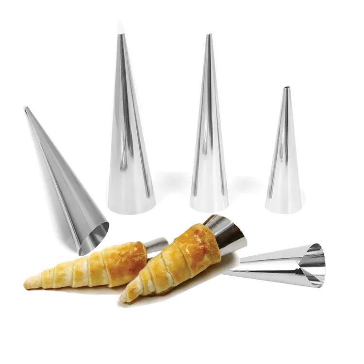 Stainless Steel Cone Tubular Shaped Danish Pastry Roll Mold Cannoli Tubes Croissant kitchen tools Baking Kit Cream Horn Molds