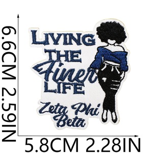 Màu Xanh 1920 Zeta phi Beta sắt trên các bản vá lỗi Hy Lạp thư đa dạng cổ điển họa tiết thêu tự làm quần áo denim áo khoác mũ túi - Product Image 4