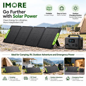 Panneau solaire portable 200W, efficacité 23%, module pliable ETFE avec connecteur MC4 pour camping, camping-car, caravane et stations d'alimentation extérieures - Product Image 2