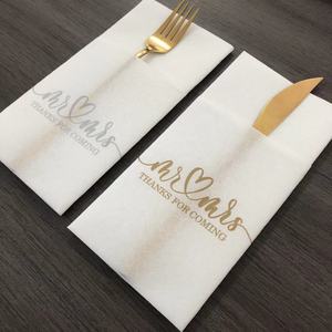 กระดาษเช็ดปากสำหรับงานเลี้ยงอาหารค่ำแบบพับได้1/8มีช่องใส่ช้อนส้อม - Product Image 5